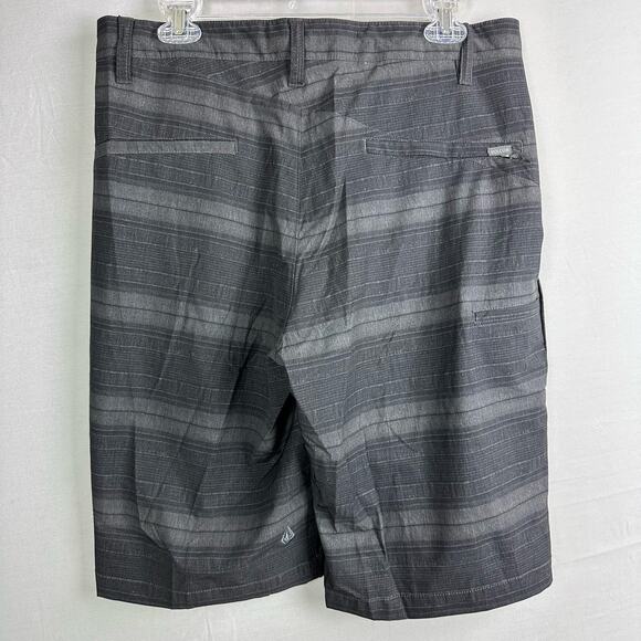 Volcom Men’s 30 Frickin V4S H2chinOs Chino Shorts Stripes Black Gray Stretch - Picture 7 of 7